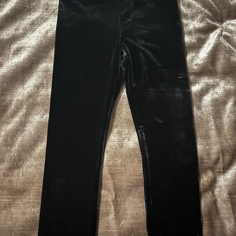 Kids Black Velvet Leggings